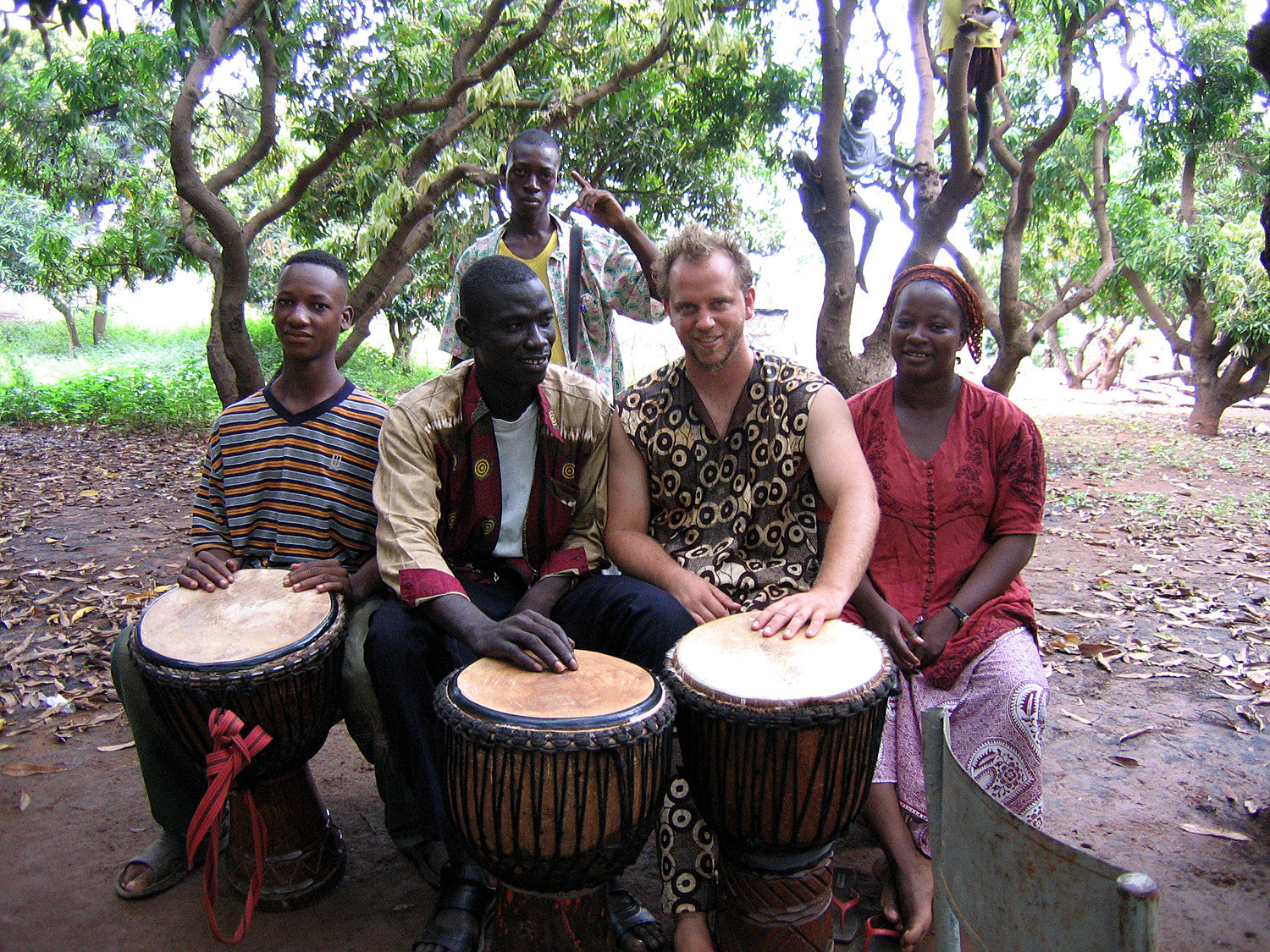 Dancing Drum's Musical Director, Steve Campbell, with drum and dance teachers in Bamako, Mali, West Africa