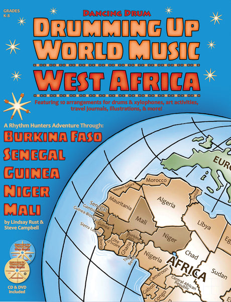 "Drumming Up World Music: West Africa" book, CD & DVD - Front Cover