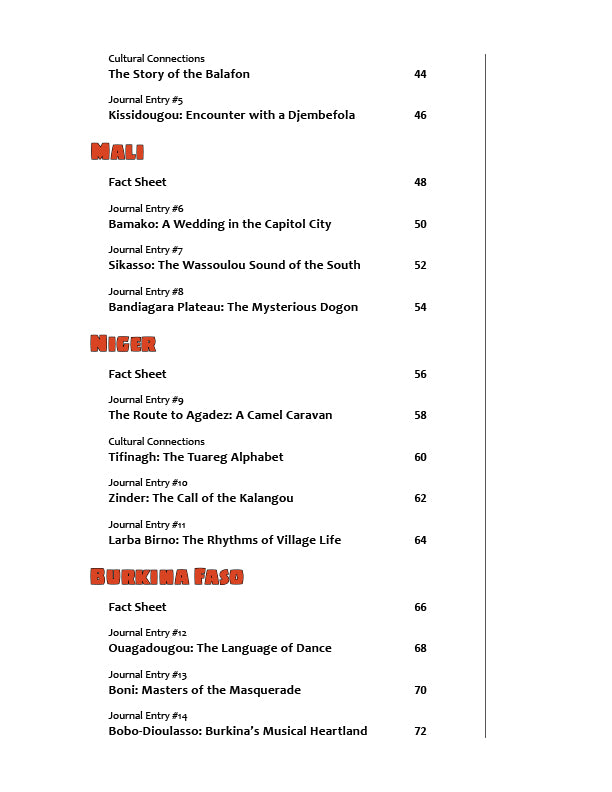 Drumming Up World Music: West Africa (Table of Contents)