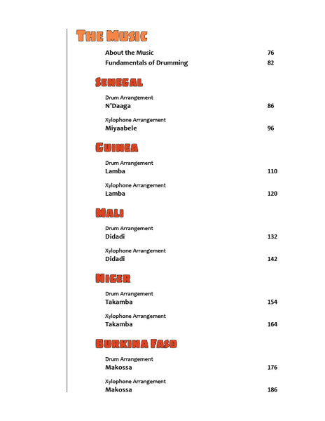 Drumming Up World Music: West Africa (Table of Contents)